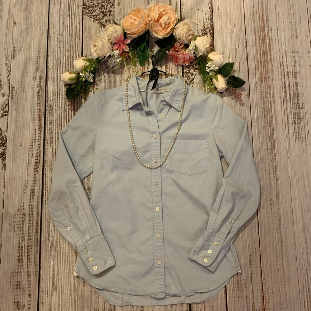 J.Crew Slim Fit Button-Down Shirt Classic Blue Cotton Oxford